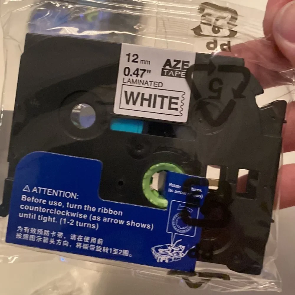 Label Maker Tape 12mm .47” White & Colored Laminated tape bundle (9tapes) NWT